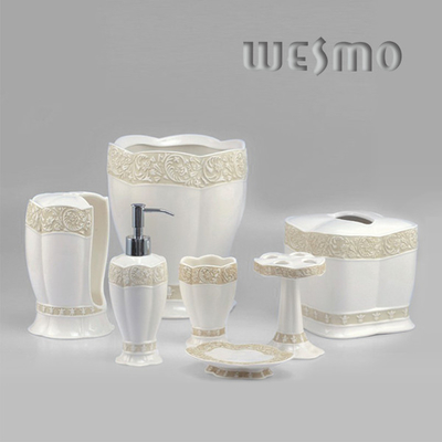 6 Piece  Grey Ceramic Bathroom Accessory Sets